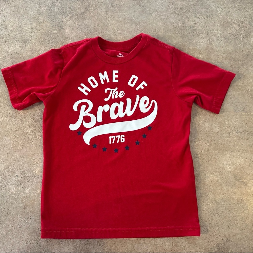 Way to Celebrate Kids Short Sleeve Red Patriotic T-Shirt XS 4th of July Fun